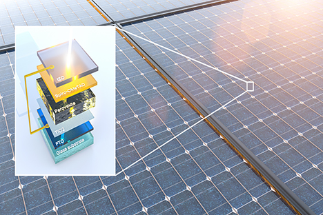 Un panel solar moderno fabricado con perovskita para aprovechar mejor la luz solar. 
