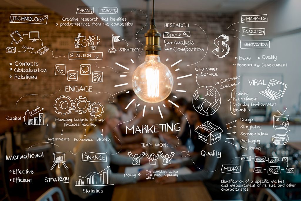 Gran idea de un plan de estrategia de marketing en una oficina creativa - business concepts